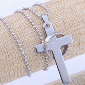Stainless Still Silver Cross Pendant Ring Chain
